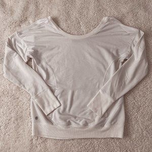 Athleta White Boatneck Pullover Sweatshirt